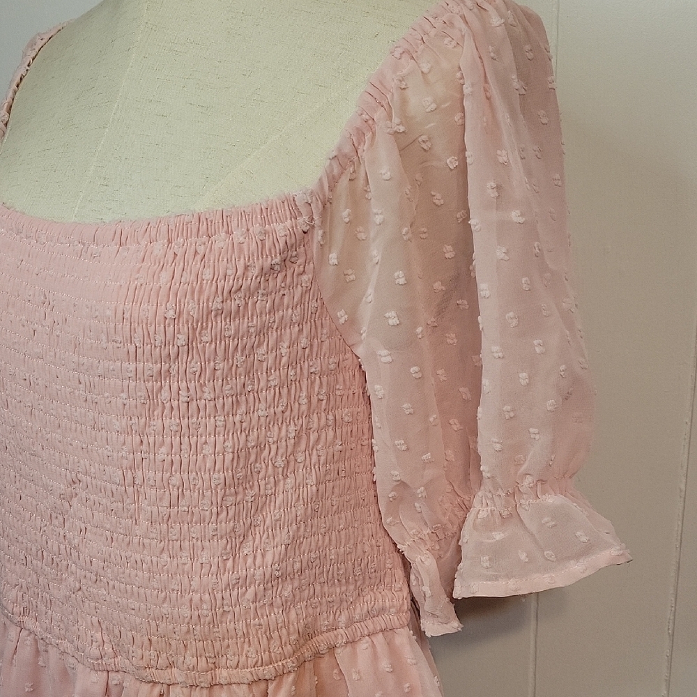 Elegant Pink Smocked Dress - Picture 2 of 8